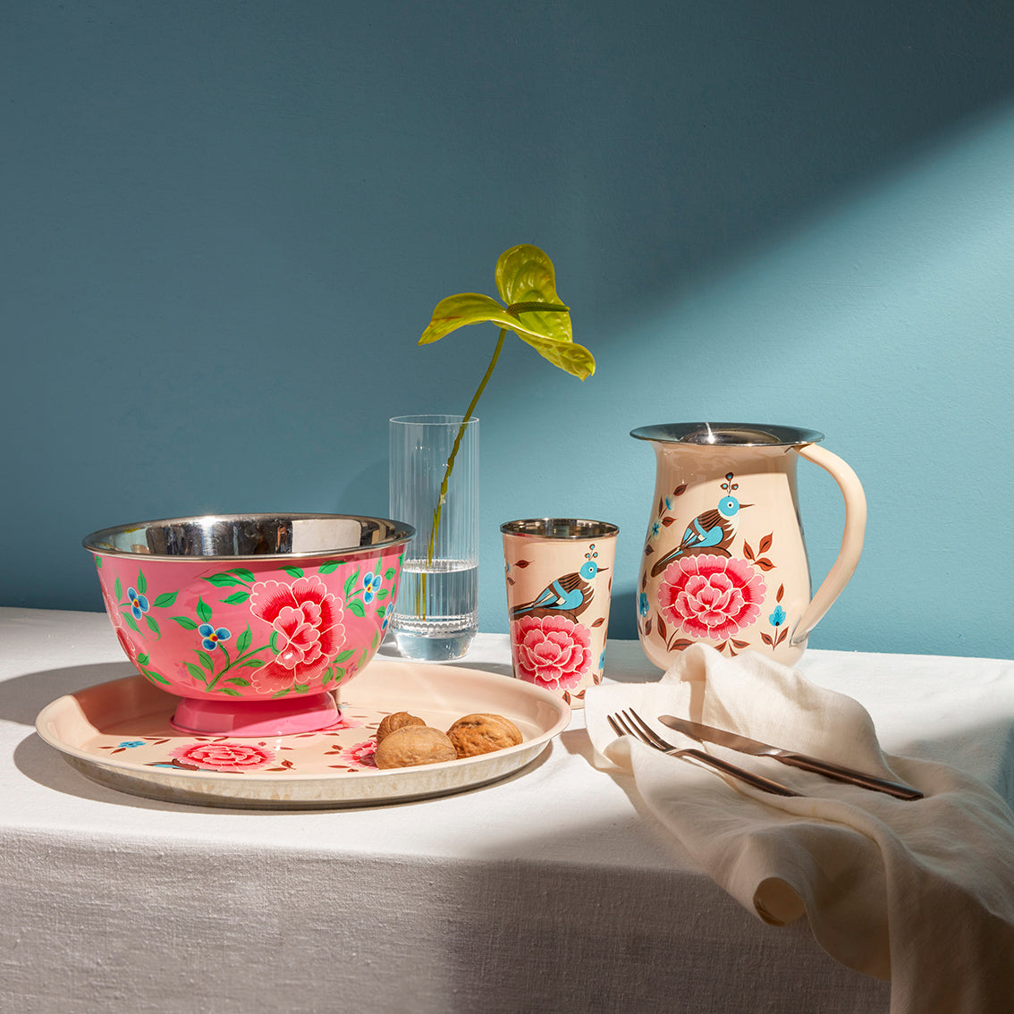 Kuşlu Bej Emaye Bardak