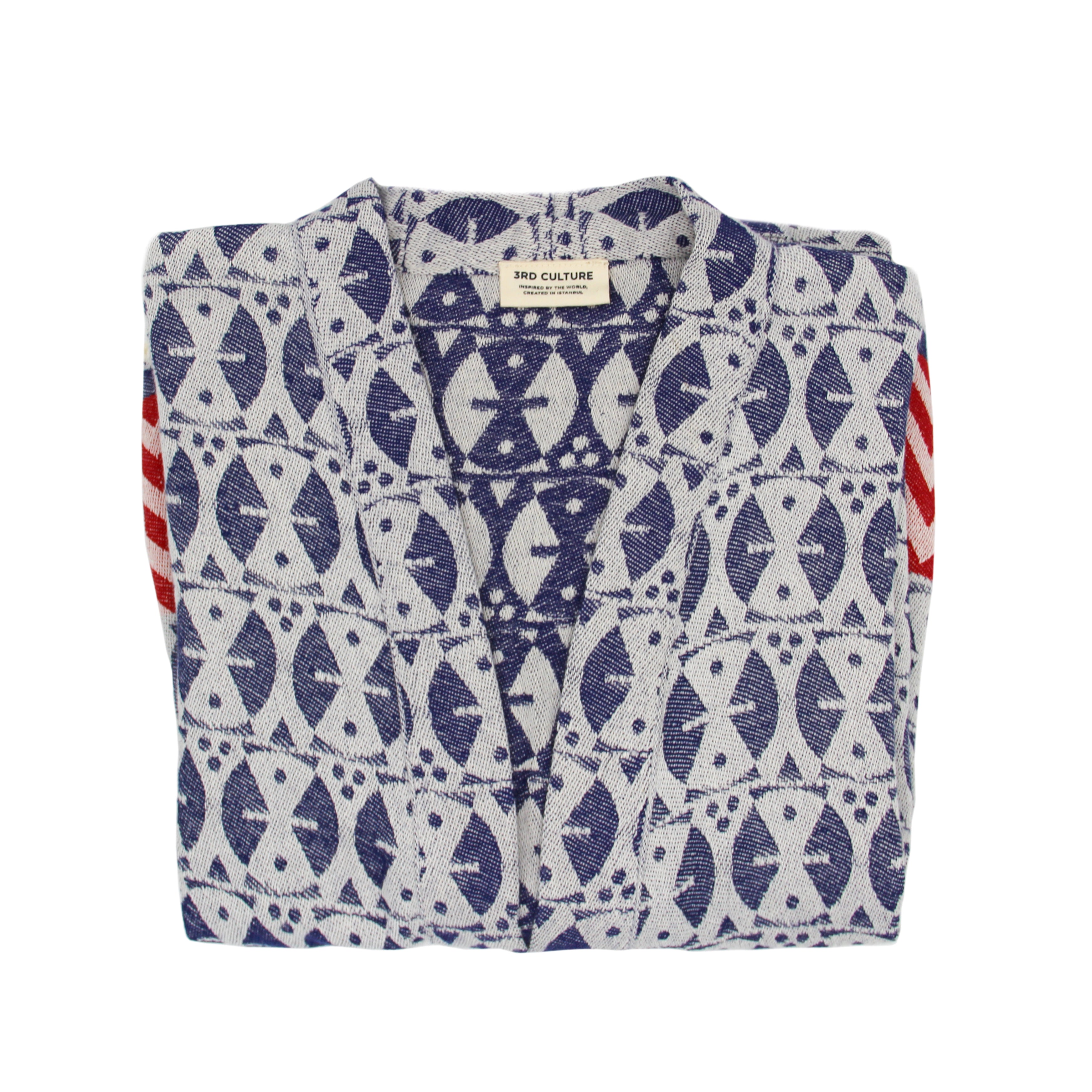 Lacivert & Kırmızı 'Adinkra' Kimono