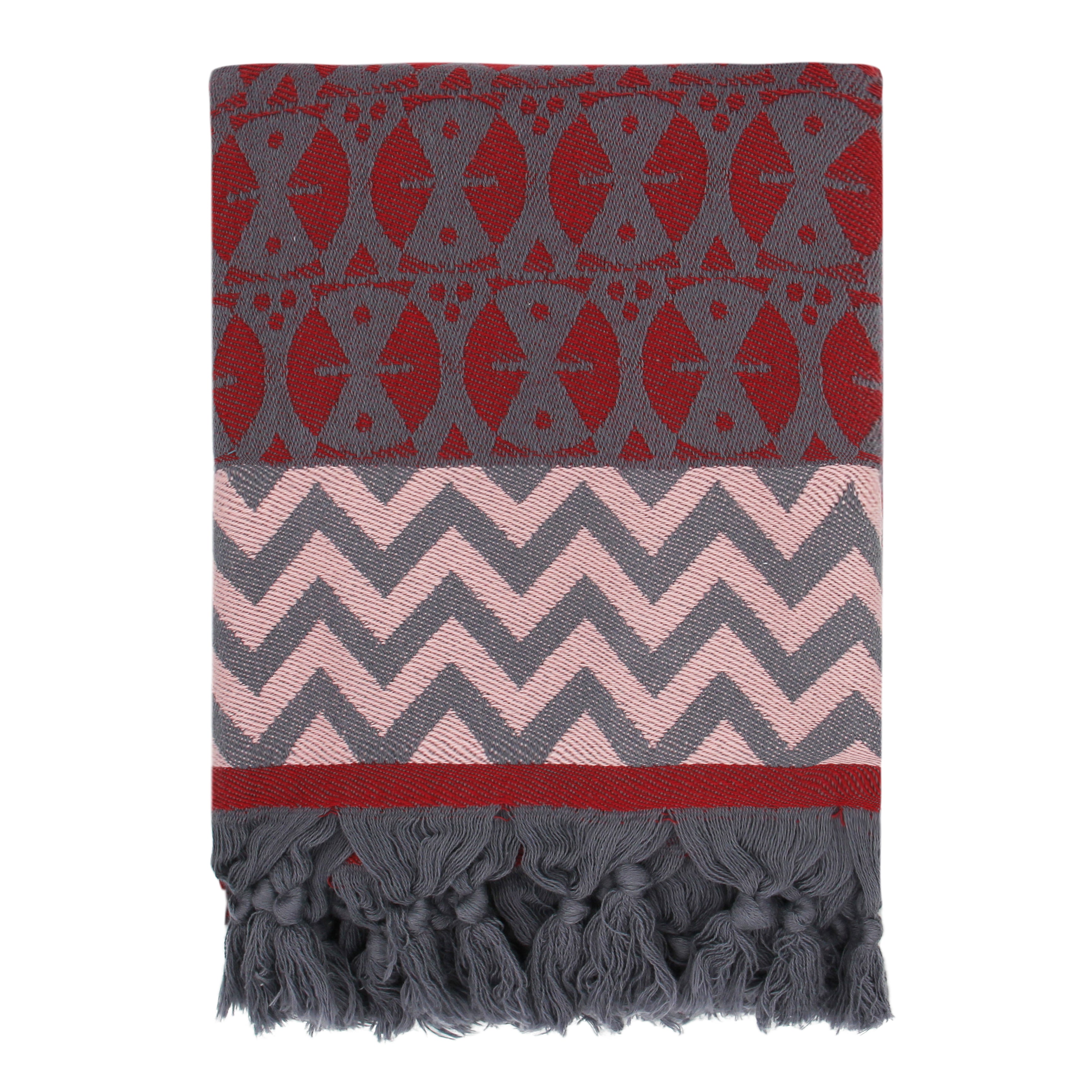 Kırmızı Antrasit 'Adinkra' Peştemal