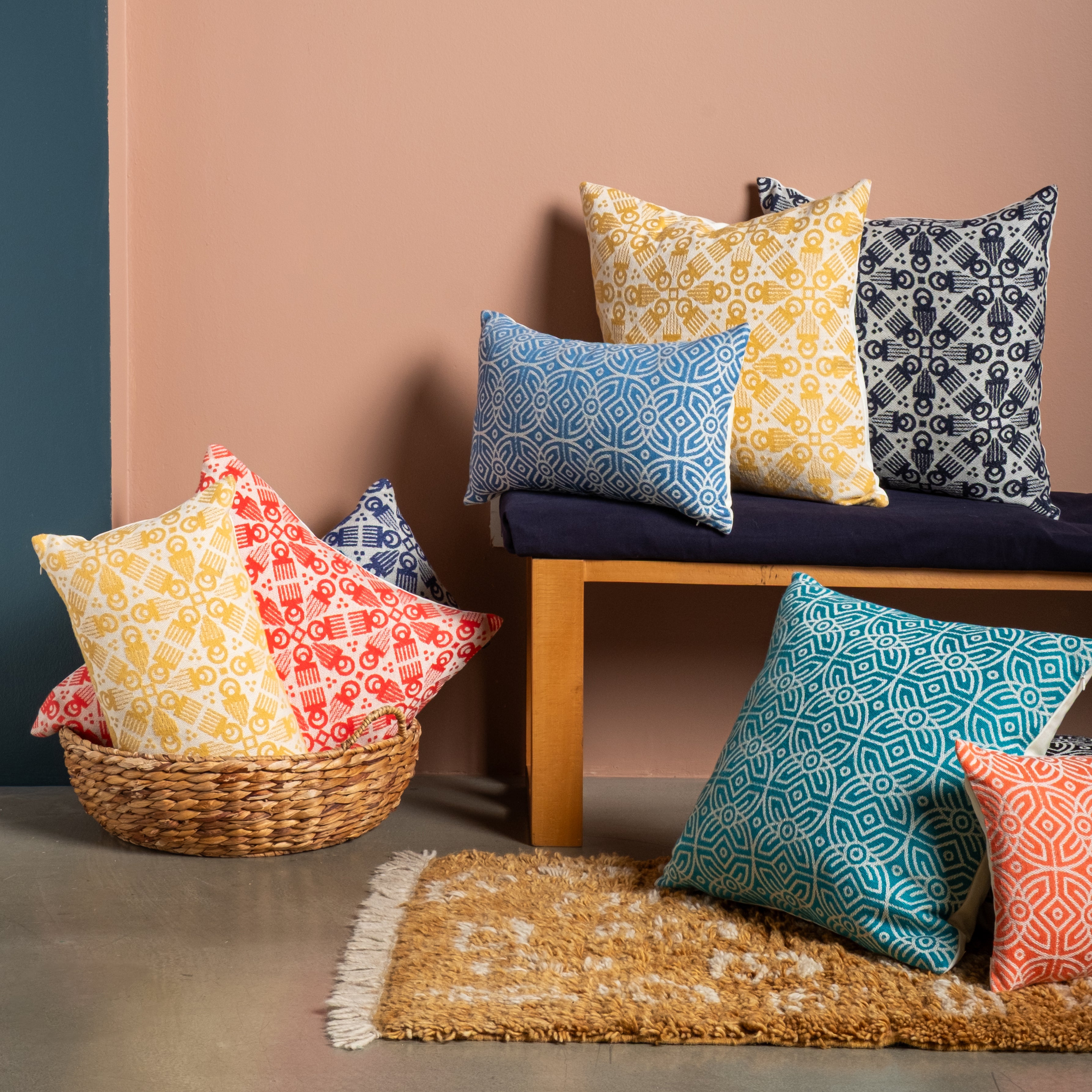 Blue Woven 'Fawahodie' Cushion