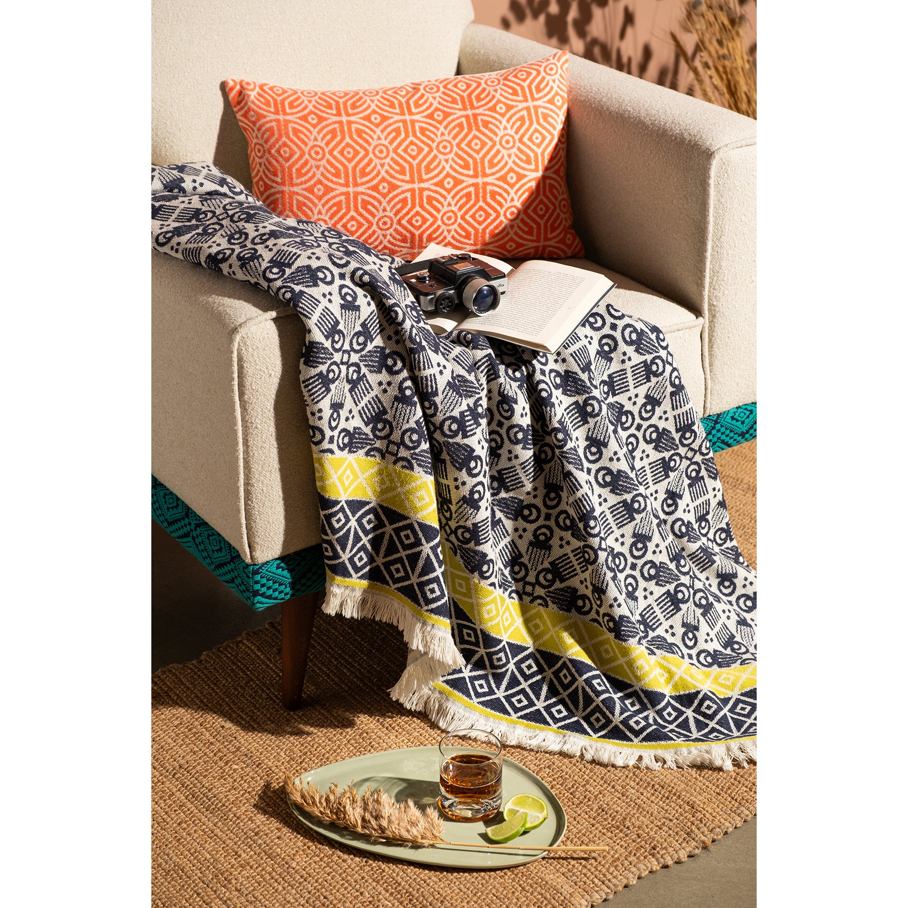 Lacivert 'Duafe' Koltuk Şalı