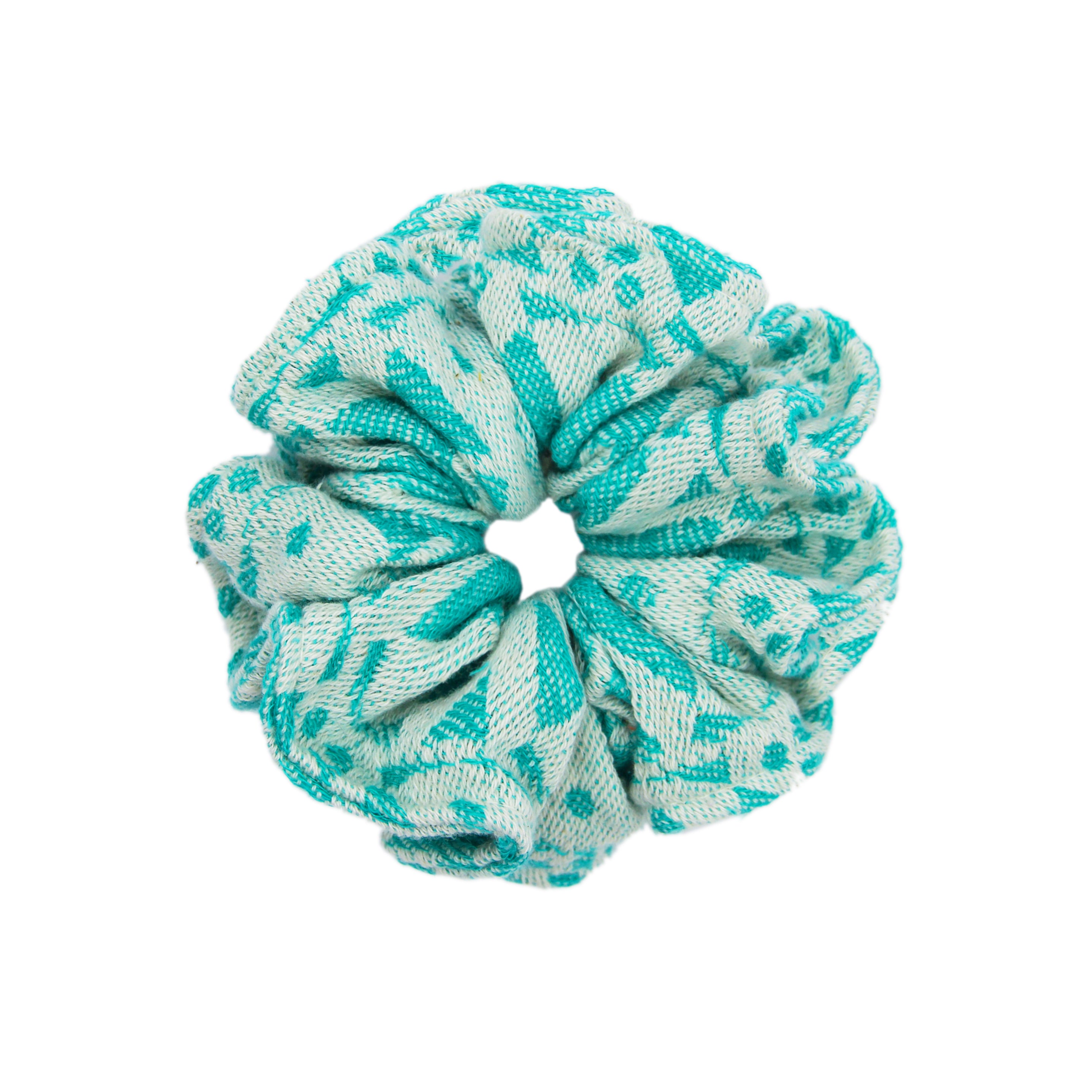 Teal 'Adinkra' Scrunchie
